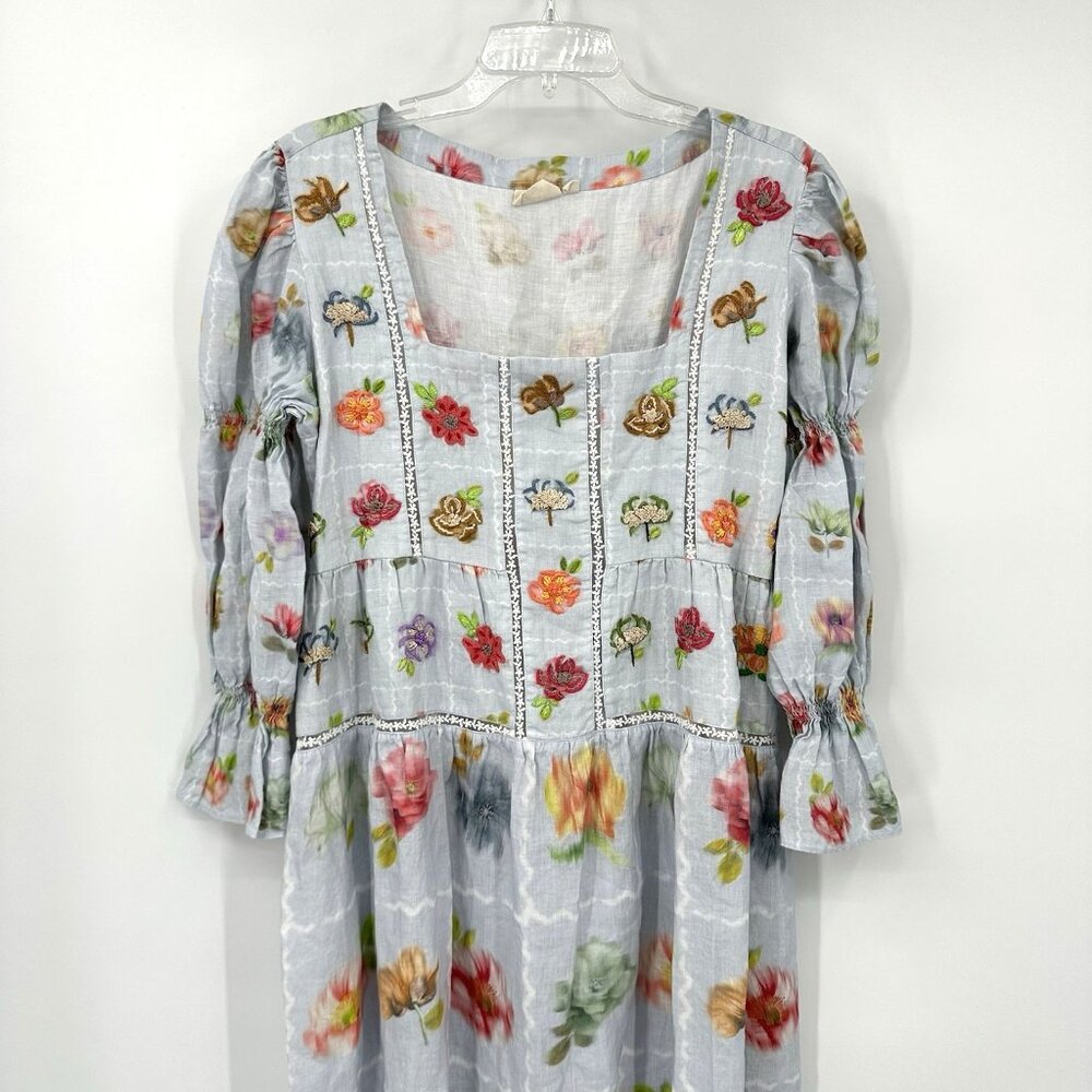POZRUH maxi dress floral LARGE colorful cottage tiered smocked embroidered - Picture 6 of 16